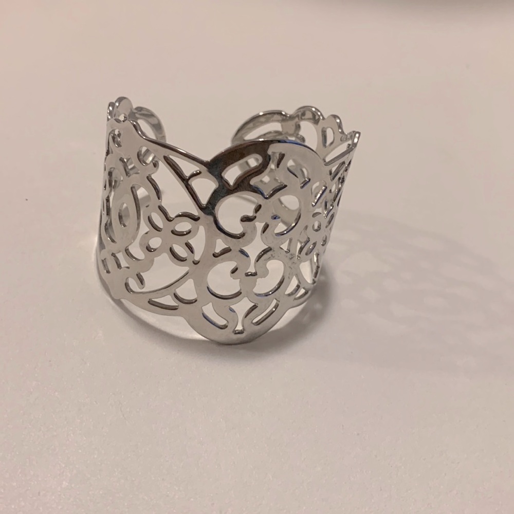 Silver thick bangle